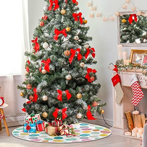 קישוט חצאית עץ חג המולד של Alaza, קישוט חצאית מיני עץ קטן 35.4 אינץ 'עם ביצת פסחא צבע בהיר לקישוטי מסיבות בית