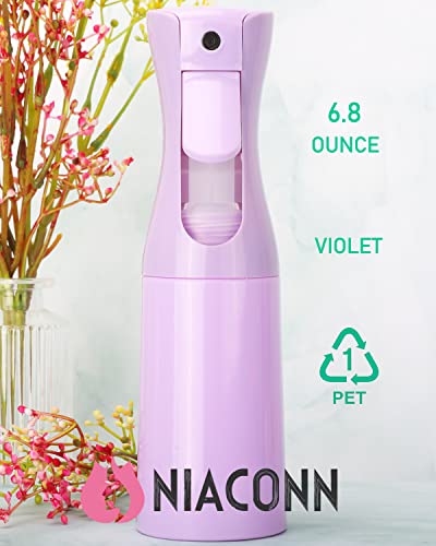 Niaconn 6.8 אונקיה בקבוק ריסוס מרציף מים רציף לשיער, בקבוקי ריסוס ערפל עדינים במיוחד לצמחים, עיצוב