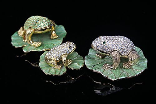 znewlook bejeweled Rhineston Crystal אמייל אמייל תכשיט/תיבת תכשיטים-מיני צפרדע צפרדע פסל פסלון צפרדע קופסת
