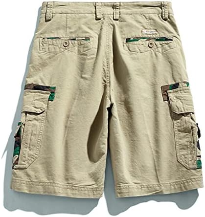 מכנסי מטען לגברים של Meoilce רגועים בכושר קיץ מזדמן רופף חיצוני טלאים טלאים מכנסי כותנה קצרים עם