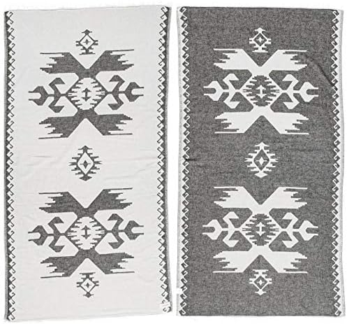 Bersuse כותנה Oaxaca שכבה כפולה מגבת טורקית - 37x70 אינץ ', שחור