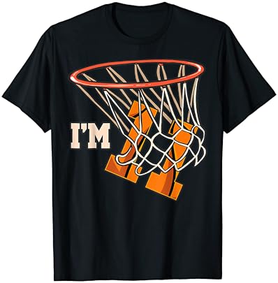 אני 11 חולצת טריקו מפלגת יום הולדת נושא 11 בכדורסל