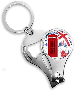 בריטניה בריטניה דגל לונדון דגל אדום דגל טלפון אדום ציפורניים ניפר טבעת מפתח בקבוקי שרשרת פותחן