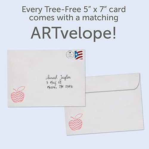 ברכות ללא עצים כרטיסי הערכת מורים - עיצובים אומנותיים - 2 קלפים + מעטפות תואמות - תוצרת ארהב - נייר