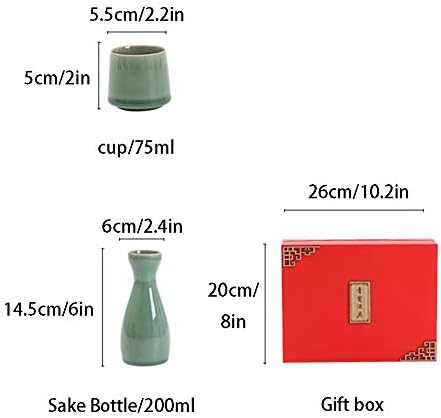 סט סאקה של LHH, כוסות סאקה קרמיקה עם חבילת מתנה 5 חלקים כולל סיר סאקה 1 יחידות וכוסות סאקה של 4 יחידות