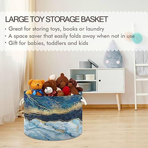 קיגאי כחול השיש כותנה חבל סל גדול עגול תינוק כביסה סל צעצוע שמיכת ספרי אחסון סל עבור שינה אמבטיה משתלת