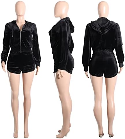 קיימיימי קטיפה אימונית נשים - ראפלס 2 תלבושות לחתיכות לנשים שרוול ארוך רוכסן קפוצ'ד + מכנסיים אלסטיים חליפת