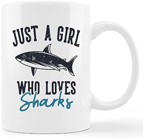 קונליסה רק ילדה שאוהבת כרישים קרמיקה ספל-11 עוז קפה חלב תה ספל כוס, יד נמשך ימי חיים כריש ספל