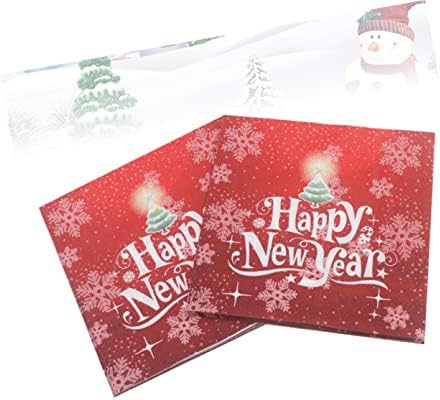 Pretyzoom 40 pcs מודפסים רקמות חדשות חגי חג המולד של חג המולד שמח קישוט נייר ציוד נייר ציוד כלי שולחן אדום