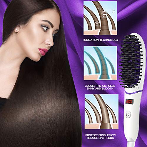 Veru Eternity מיני מברשת יישור שיער, מברשת מחליק שיער יונית עם 5 טמפרטורות מתכווננות, תצוגת LED,