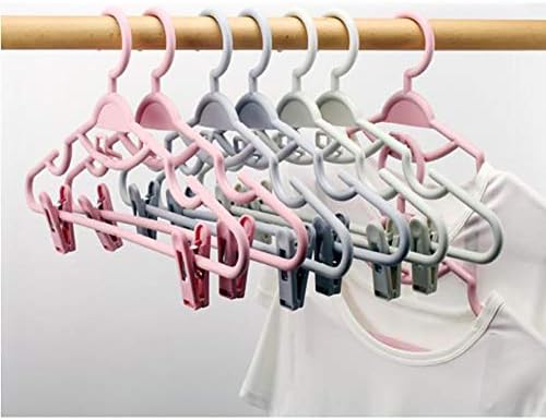 קולבי פלסטיק של Caixin לבגדים עם קליפים, 10 אריזות חוסכים קולבים מחורטים, 360 מעלות וו מסתובב ללא החלקה