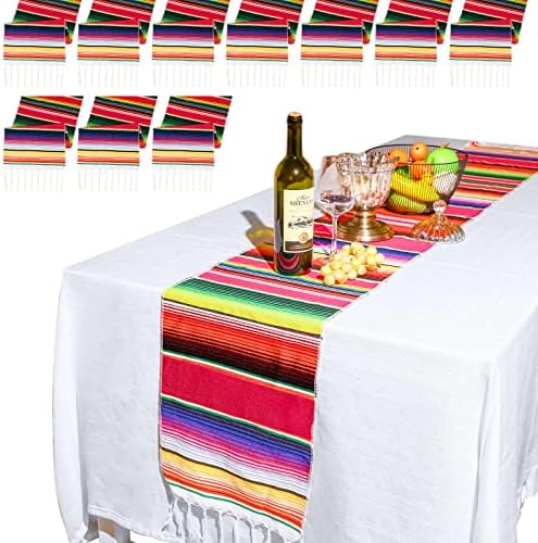 10 חתיכות רצים שולחן סרפ מקסיקני 14 x 84 אינץ 'מקסיקני מפלגת שולחן קישוטים שולחן כותנה שולחן כותנה רץ סינקו דה
