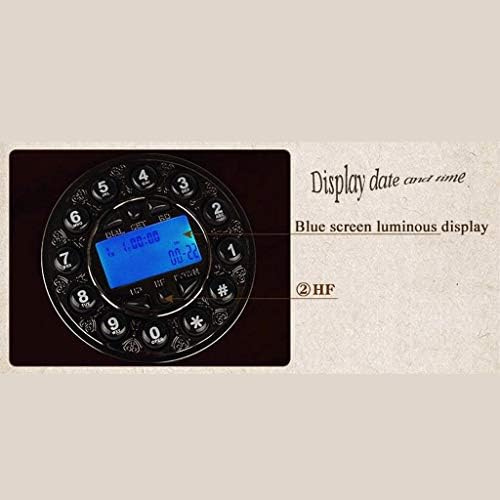 טלפון רטרו MJWDP ， טלפון בסגנון עתיק עם גוף עץ ומתכת, חיוג סיבוב פונקציונלי ושקע אדום טלפון, משרד,