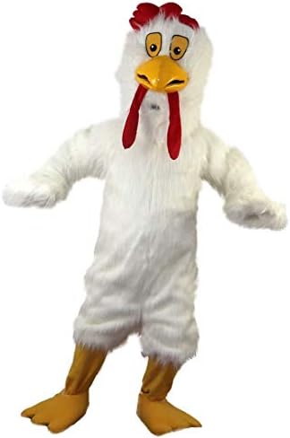 קמע קריקטורה לבן תלבושת לבנה עם תלבושת ציפור עוף ארוכת שיער