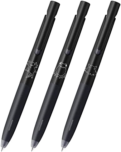 Zebra Bas88-AS-3BK מבוסס עט כדורי שמן, בלן, 0.02 אינץ ', דפוס בעלי חיים, דיו שחור, סט של 3