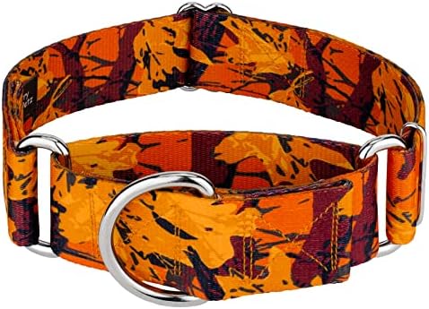 Country Brook Petz - Sunset Orange Camo Martingale Collar - אוסף צבאי וקאם עם 8 עיצובים מחוספסים