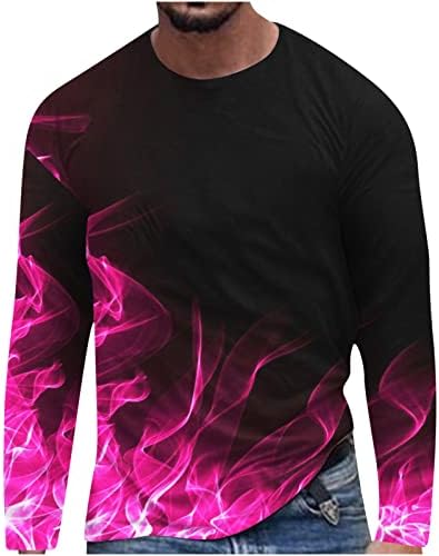 חולצות ספורט לגברים תלת מימד הדפסה דיגיטלית עגול צוואר עגול שרוול ארוך סווול מסלול כושר חולצה
