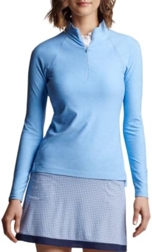 פיטר מילאר נשים פרת 'מלאנג' רגלן שרוול רבע סוודר גולף סוודר - קוטג 'כחול XL