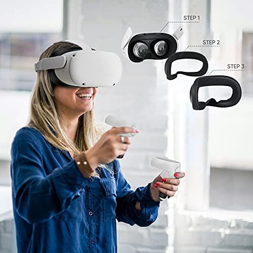 כיסוי פנים של VR סיליקון, מסיכת פנים לאביזרי אוזניות Oculus Quest 2, שמור על ממשק הפנים המקורי למלא