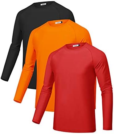 Sykooria 3 חבילה אימון שרוול ארוך של גברים, חולצות טריקו UPF 50+ UV הגנה על שמש קירור קירור קירור