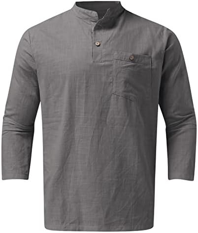 חולצת הכותנה של ZDDO לגברים חולצת הנלי שרוול ארוך חולצות צוואר מדומה חולצות מזדמן סתיו סתיו קלות