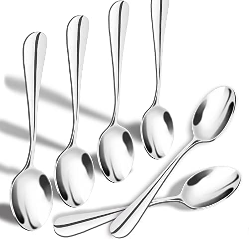 Songziming Songziming Spoons Spoons נירוסטה, כף קטנה בגודל 4.9 אינץ 'לקפה, תה, סט קינוחים של 6