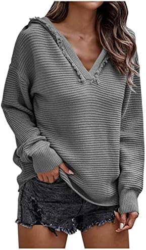 נשים נים סוודר מזדמן צוואר לסרוג מוצק צבע ארוך שרוול סוודר חולצות קל משקל רופף קומפי חולצות