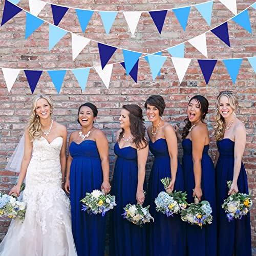 10 מטר/32 רגל קישוטי מסיבה כחולים מלכותיים דגל משולש דגלון גבתון זר בד לחתונה יום הולדת אהוי אחור פיראטים