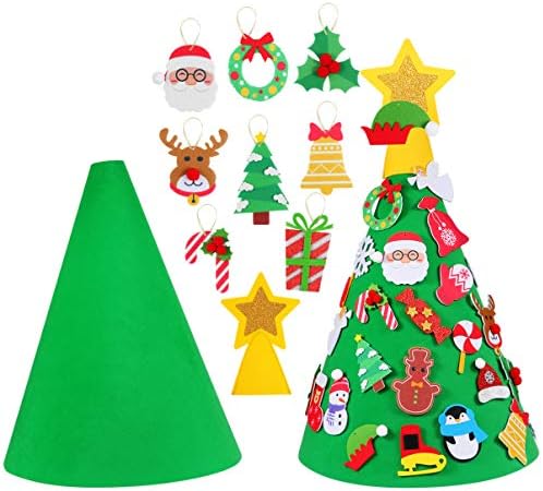 עץ חג המולד לבד 2.6 רגל לפעוטות, עץ חג המולד לבד 3 ד ' עם סט קישוטים ניתנים להסרה 29 יחידות, עץ חג המולד