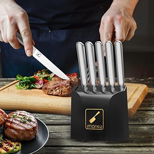 סכין סט, אימרקו סכין סטים למטבח עם בלוק 16 יחידות גבוהה פחמן נירוסטה מטבח סכין סט עם מחדד,