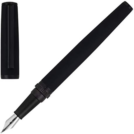 בוס הוגו ציוד מטריקס עט מזרקה שחורה - אור אולטרה - עט מזרקת נירוסטה מובחרת עם גודל ציפורן M