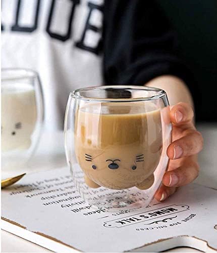 HWAGUI - כוס כוס כוס כפולה כפולה, כוס קפה, כוס חלב, כוס תה למתנת יום הולדת, 250 מל/8.4oz