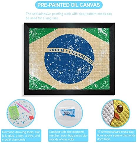 ברזיל רטרו דגל יהלומי ציור ערכות תמונה מסגרת 5 עשה זאת בעצמך תרגיל מלא ריינסטון אמנויות קיר תפאורה למבוגרים