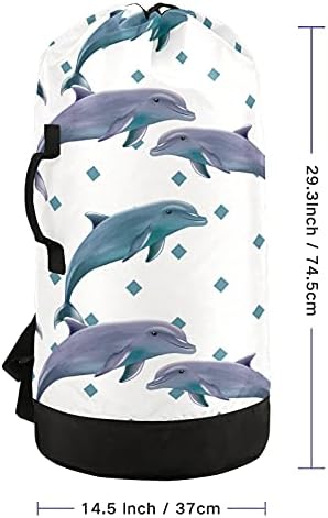 דולפינים שק כביסה עם כתף רצועות כביסה תרמיל תיק שרוך סגירת תליית סל עבור מחנה נסיעות מכללת במעונות יסודות