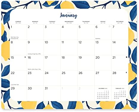 2023 מקרר מגנטי לוח השנה של לוח השנה של לוח השנה של יום בהיר, 16 חודשים 8 x 10 אינץ ', לימון כחול
