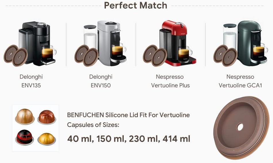 שימוש חוזר במכסה כמוסות Vertuoline, דיסקי כמוסת קפה לשימוש חוזר של בנפוצ'ן לדיסקי קפה לורטולין מקוריים,