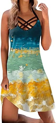עניבת קיץ שמלות צבע לנשים שמלת חוף טרנדית ללא שרוולים חוף חוף קז'ואס חוצה תחרה למעלה שמלת מיני שמלה