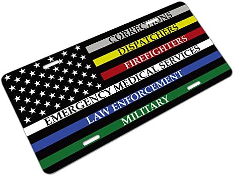 Amcove ארצות הברית של אמריקה לוחית רישוי דגל עם קווים צבעוניים מייצגים תיקונים, משדרים, פיירפייגרים,
