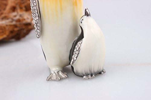 Znewlook Pewter PENGUIN MOM & SON תכשיטים תכשיטים קופסה קטנה קופסת פינגווין קופסת מתנה דקורטיבית עם מכסים