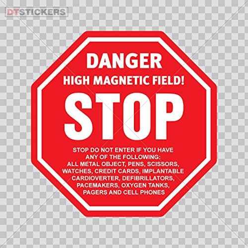 מדבקות ויניל מדבקות סכנה שדה מגנטי גבוה! תפסיק. חלון בית מוסך 6X6 אינץ '.