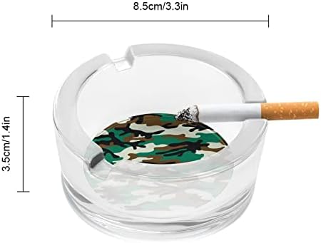 תבנית הסוואה שחורה ירוקה מאפרה מזכוכית סיגריות עגולות סיגריות מגש אפר למשרד ביתי לקישוט מקורה