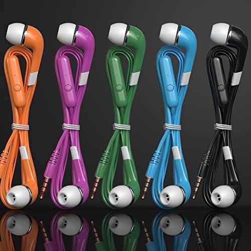 SP SoundPretty אוזניות בתפזורת עם מיקרופון 10 חבילות, אוזניות אוזניות קוויות אוזניות מרובות צבעוניות