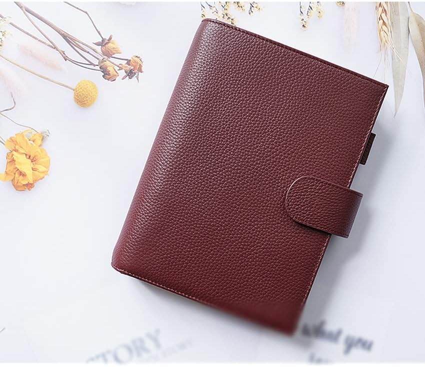 SDFGH Travel Notebook A5 כיס יומן בגודל בעור גרגר חלוק עם כיס אחורי ורצועת עור