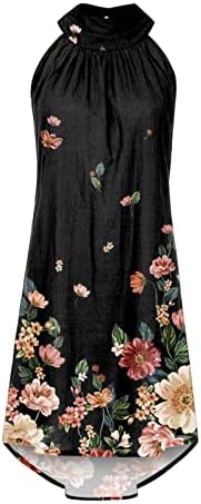 שמלת טוניקה של צוואר ההלטר של Narhbrg שמלת טוניקה קיץ ללא שרוולים שמלות מיכל רופפות שמלות קפלים