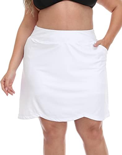 HDE נשים פלוס גודל חצאית SKORT עם מכנסי אופניים קצרים פעילים בכיסי חצאית שחייה פעילה