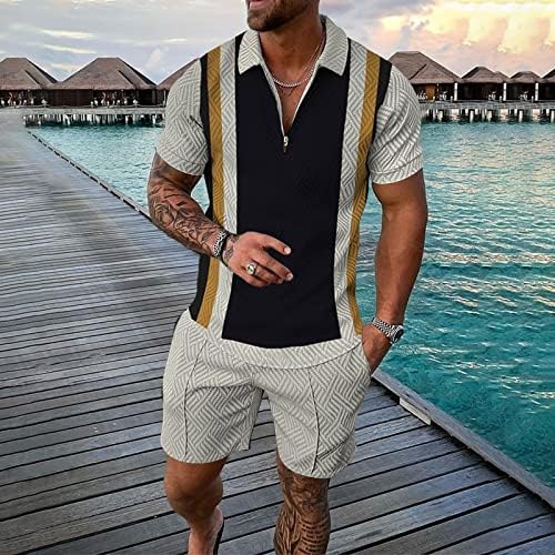 אימוני גברים של Voplct חליפות שרוול קצר חליפות קיץ אופנה קיץ מזדמן הוואי נמר הדפס חוף הים