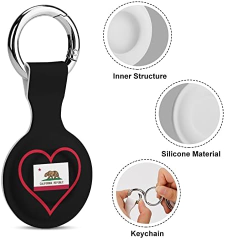 אני אוהב קליפורניה אדום לב מודפס סיליקון מקרה עבור תגי אוויר עם מחזיק מפתחות מגן כיסוי אוויר תג מאתר גשש אביזרי