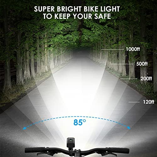 אור אופניים נטענת רב עוצמה, בהיר 8 הוביל 10000 מיליאמפר / שעה אורות אופניים מלפנים ומאחור, תצוגה