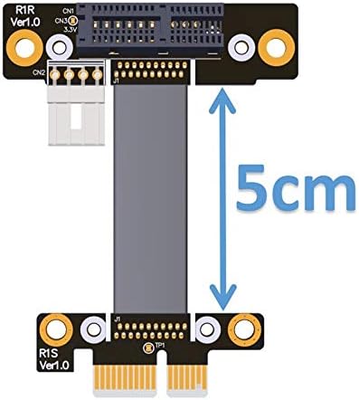 Eccus - כבלים 1x מרפק זוויות כרייה כרטיס מעירים, מאריך PCIE 1x עד 1x מתאם Riser, מתאם GPU Riser, כריית
