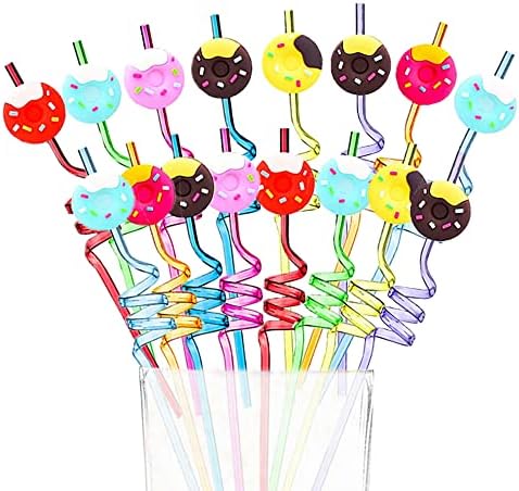 12 לשימוש חוזר סופגנייה שתיית פלסטיק קשיות עבור בנים ובנות מסיבת יום הולדת / סופגנייה לגדול עד נושא המפלגה